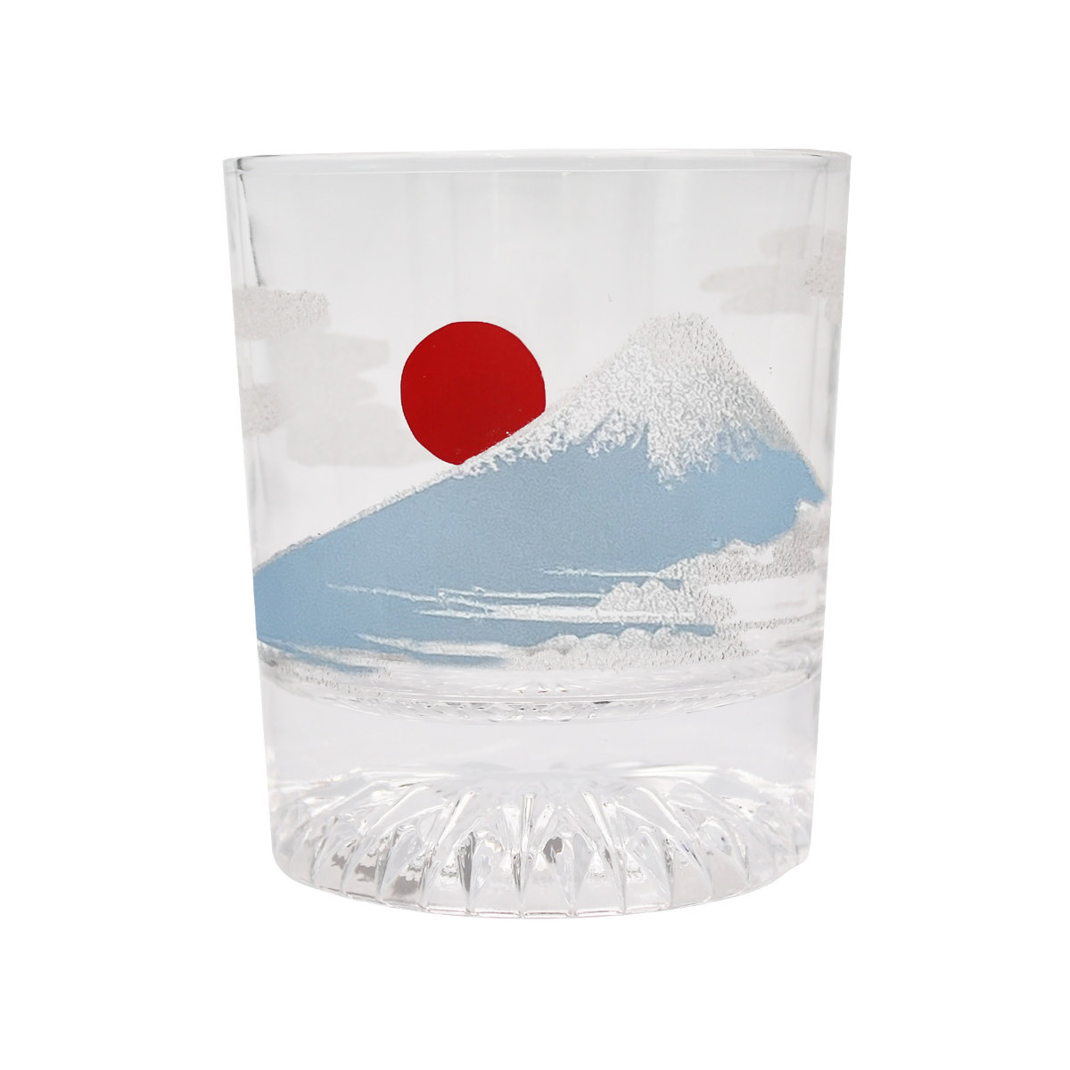 ロックグラス 220ml きらめく日本のロックグラス ( ガラス グラス コップ 酒器 お酒 酒 日本製 和モダン 和風 富士山 ユニーク ) 【青富士】 青富士