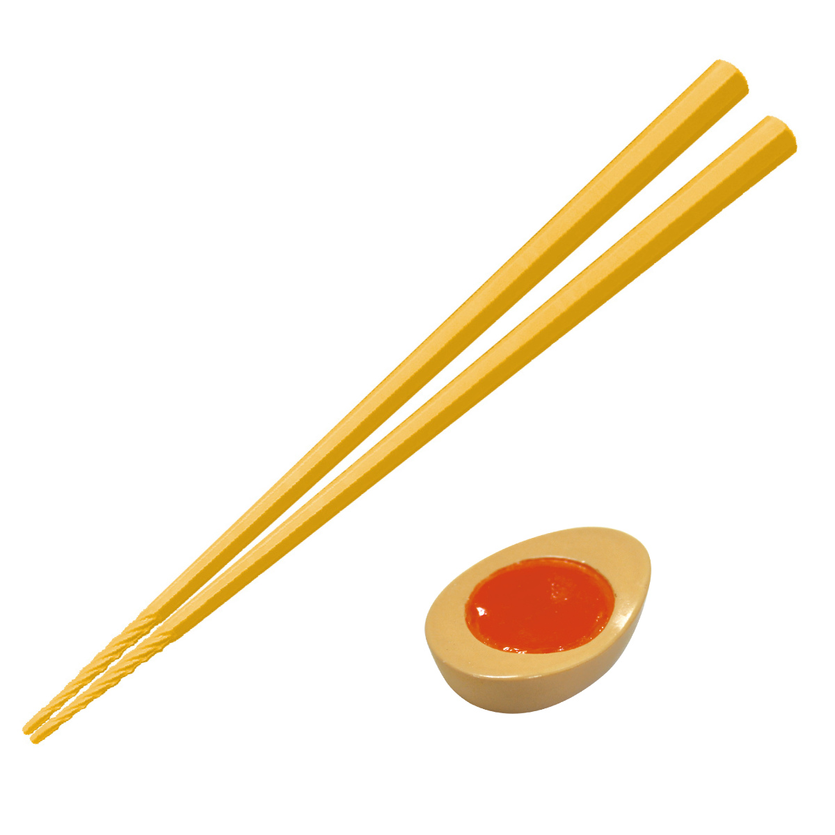 箸 すべらせん箸 上 箸置きセット ( お箸 箸置き 箸おき 21cm 滑りにくい すべりにくい 日本製 おしゃれ かわいい おもしろ ユニーク ) 【煮卵】 煮卵