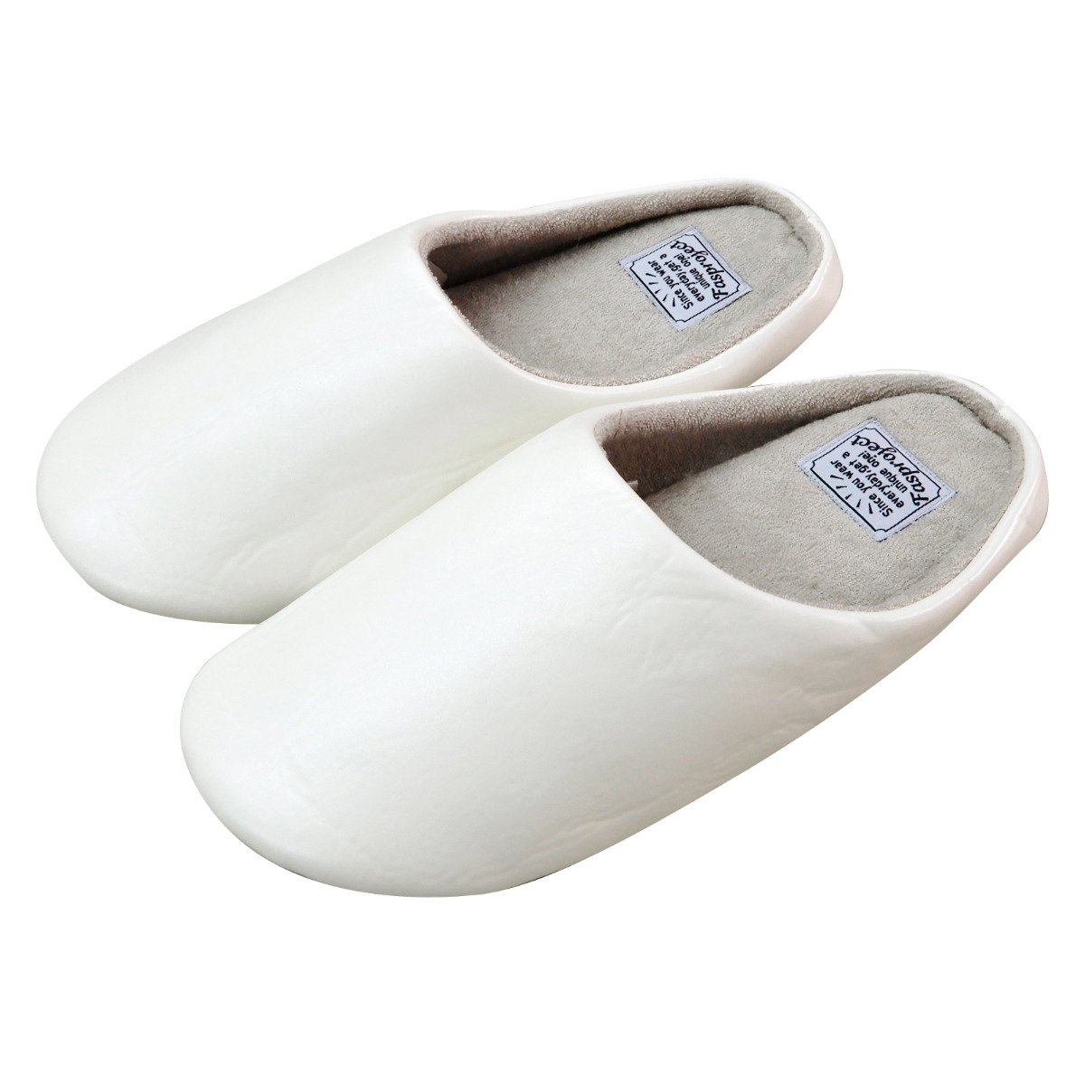 スリッパ チャールススリッパ PU Mサイズ Lサイズ ( ルームシューズ ルームスリッパ 来客用 室内 レディース メンズ おしゃれ 幅広 フリーサイズ レザー調 室内履き シンプル 手洗い 静音 滑りにくい ~27cm ~29cm ) 【ホワイト(L)】 ホワイト(L)