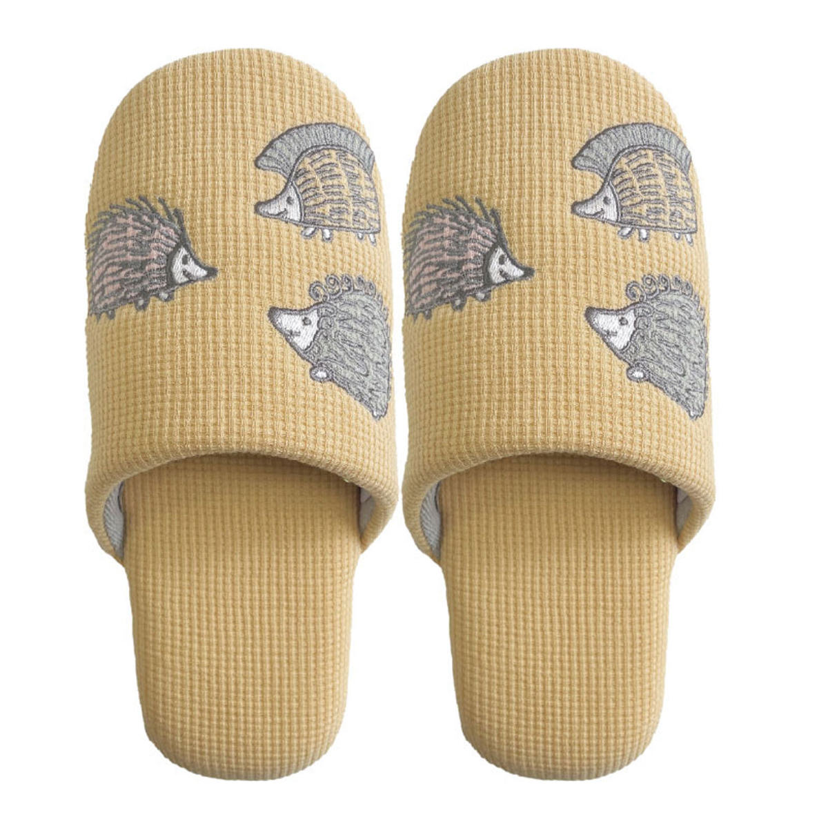 スリッパ リサ・ラーソン はりねずみワッフル L 26.0~27.0cm 洗える ( 室内 メンズ リサラーソン ハリネズミ 雑貨 ワッフル生地 滑り止め ルームスリッパ トイレ インテリア雑貨 自宅 室内用 静音 北欧 ) 【イエロー】 イエロー