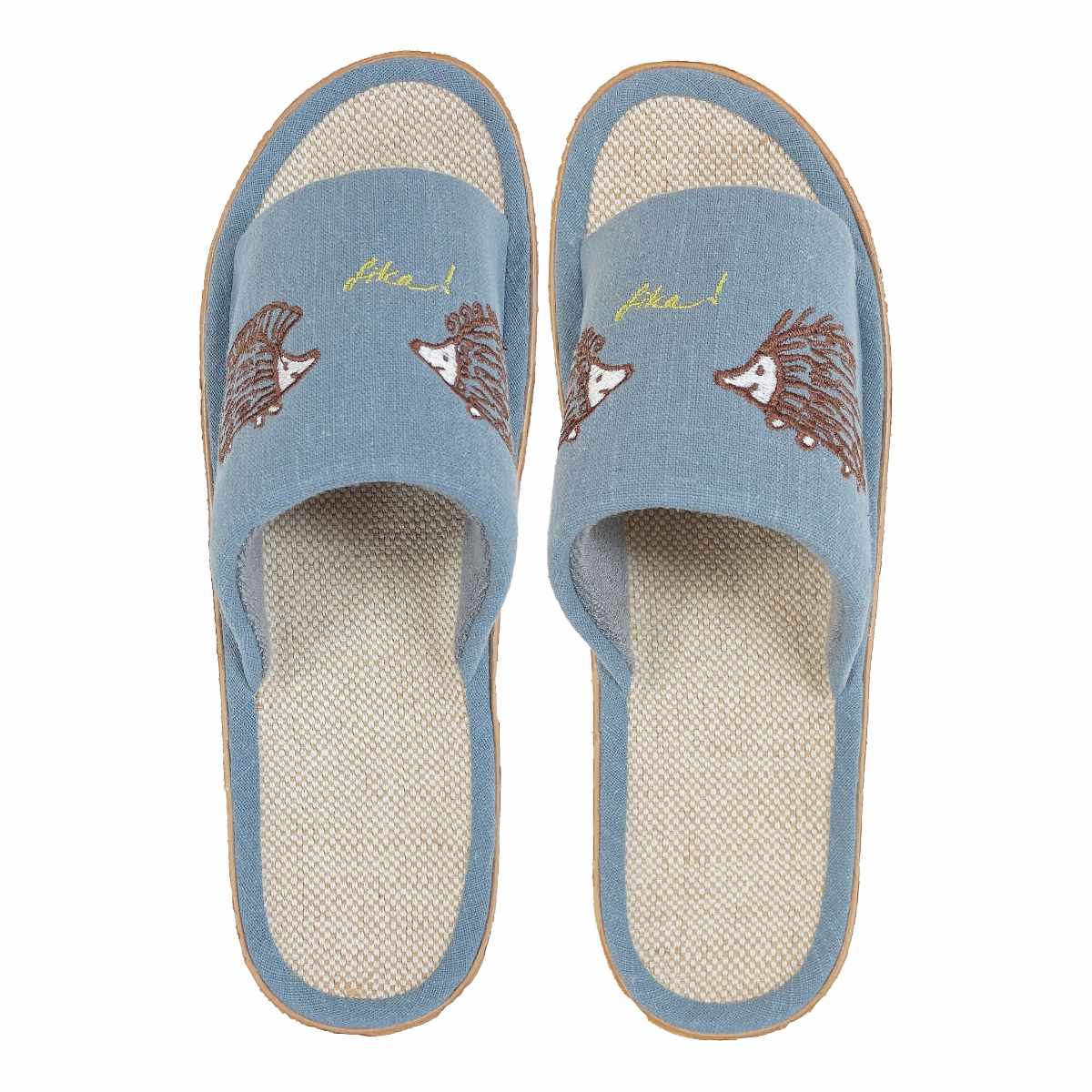 スリッパ リサ・ラーソン はりねずみルームサンダル L 約23.5~24.5cm ( 室内 レディース 夏用 リサラーソン ハリネズミ 雑貨 前開き 麻 綿 EVA ルームスリッパ トイレ インテリア雑貨 自宅 室内用 静音 北欧 )