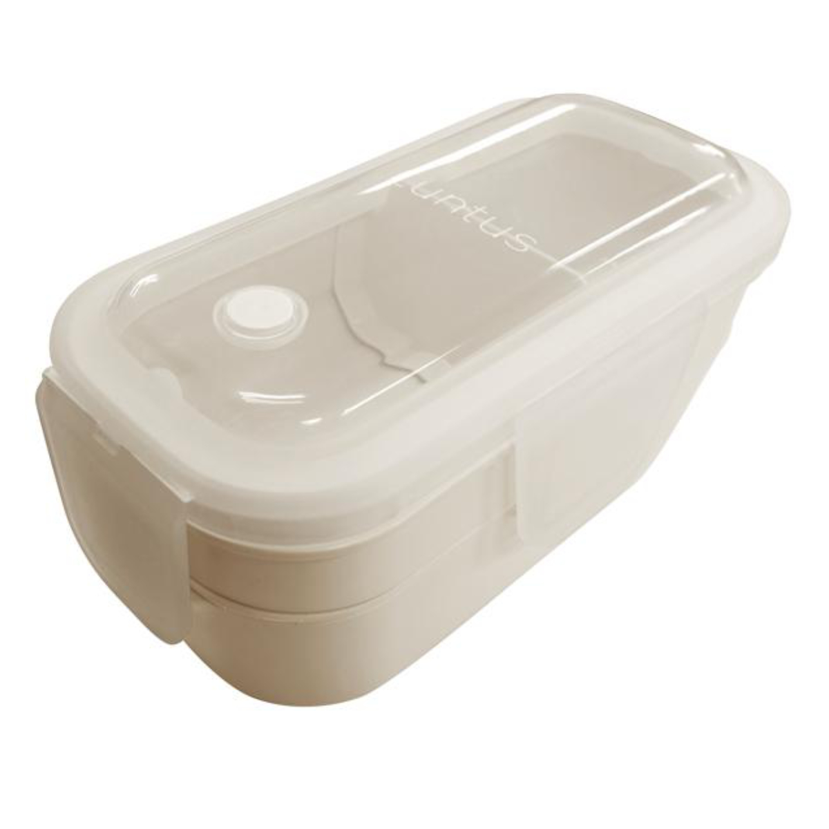 お弁当箱 2段 600ml パッキン一体型 ランタス ( 弁当箱 ランチボックス 抗菌加工 レンジ対応 食洗機対応 冷凍 女子 レンジOK 食洗機OK お弁当 弁当 二段 仕切り付き 自動エア弁 2点ロック 女性 大人 ) 【アイボリー】 アイボリー