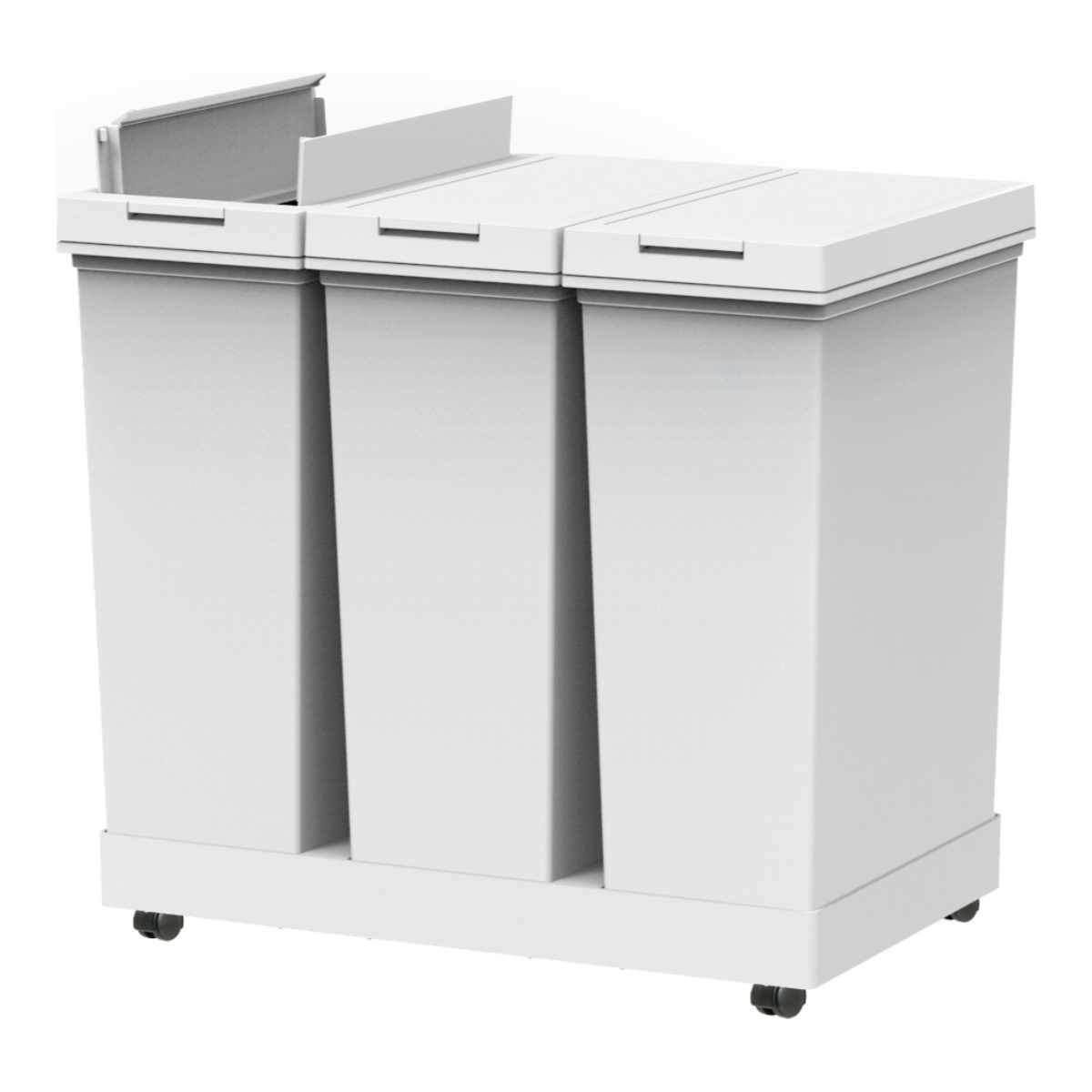 ゴミ箱 20L×3個 棚下で使える 両開き 3分別ワゴン プッシュダスト 袋止め付き ( ごみ箱 20リットル 3個 棚下 手で開ける ふた付き 便利 シンプル 日本製 袋が見えにくい スリム キッチン ダストボックス 角型 ) 【ホワイト】 ホワイト