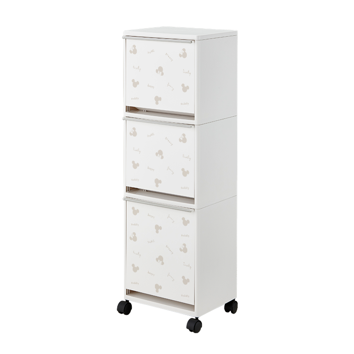 ゴミ箱 43L 3段 縦型 ミッキー 資源ゴミ 分別ワゴン ワイド ディズニー ( ごみ箱 43リットル Disney Mickey 3分別 フラップ ふた付き キッチン 幅33.5cm 収納棚 隙間 ストッカー 引き出し フラップ棚 シンプル おしゃれ 収納 )