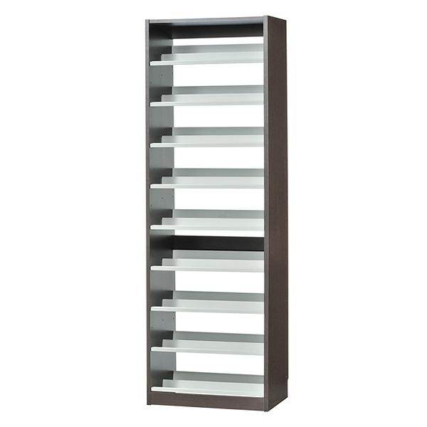 CDラック 幅59cm 9段 2列収納 奥深タイプ ( ラック 棚 収納 ディスプレイラック 壁面収納 大容量 木製 CD CD収納 DVD 薄型 本棚 書棚 ) 【ダークブラウン】 ダークブラウン