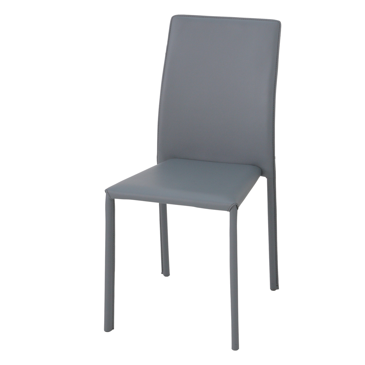 ダイニングチェア 4脚セット スタッキングチェア BRIGHT 座面高43cm ( 食卓 ダイニング チェア 椅子 セット 背もたれ レザー調 合成皮革 合皮 モダン 北欧 スタイリッシュ 完成品 ) 【グレー】 グレー