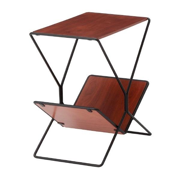 サイドテーブル AILE 幅40cm 木製 マガジンラック ( コーヒーテーブル ナイトテーブル ソファーサイド 横 テーブル 台 机 木目 スチール 北欧 寝室 リビング 玄関 サイドラック ミニテーブル ソファ ) 【 ダークブラウン 】 ダークブラウン