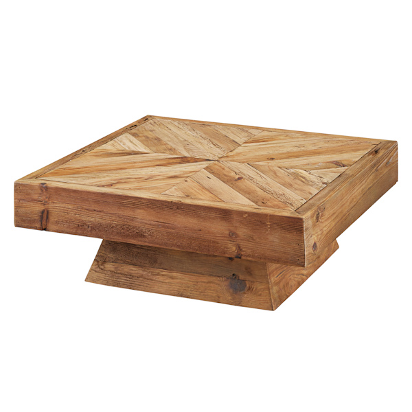 ローテーブル 幅100cm 木製 天然木 古材 正方形 ヴィンテージ調 ヘリンボーン テーブル （ センターテーブル リビングテーブル 机 パイン材 大型 カフェテーブル コーヒーテーブル オフィス 店舗 ディスプレイ おしゃれ ） テーブル