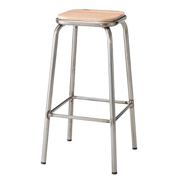 カウンターチェア 高さ71cm スチール 木製 天然木 ハイスツール ( チェアー いす カウンターチェア バーチェア ハイチェア おしゃれ キッチン カウンター インダストリアル フットレスト ) 【シルバー】 シルバー