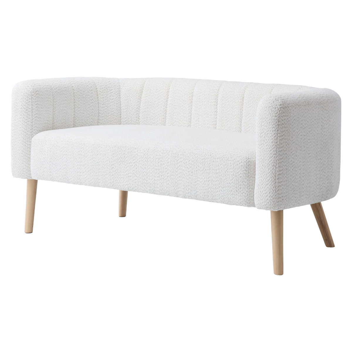 ソファ 2人掛け 幅142cm ( コンパクト ファブリック 天然木 シンプル リビング ダイニング ナチュラル 可愛い 韓国風 北欧 木製脚 ホワイト グレージュ ) 【ホワイト】 ホワイト