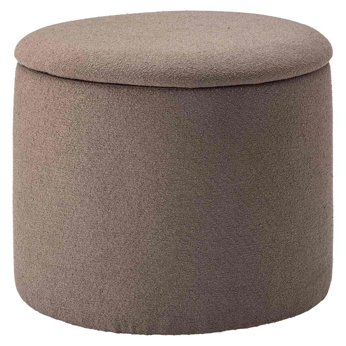 スツール 円型 高さ37cm 収納付 ( 丸 ラウンドスツール 椅子 ファブリック ナチュラル オットマン おもちゃ入れ 小物入れ サイドテーブル リビング 玄関 ) 【グレージュ】 グレージュ