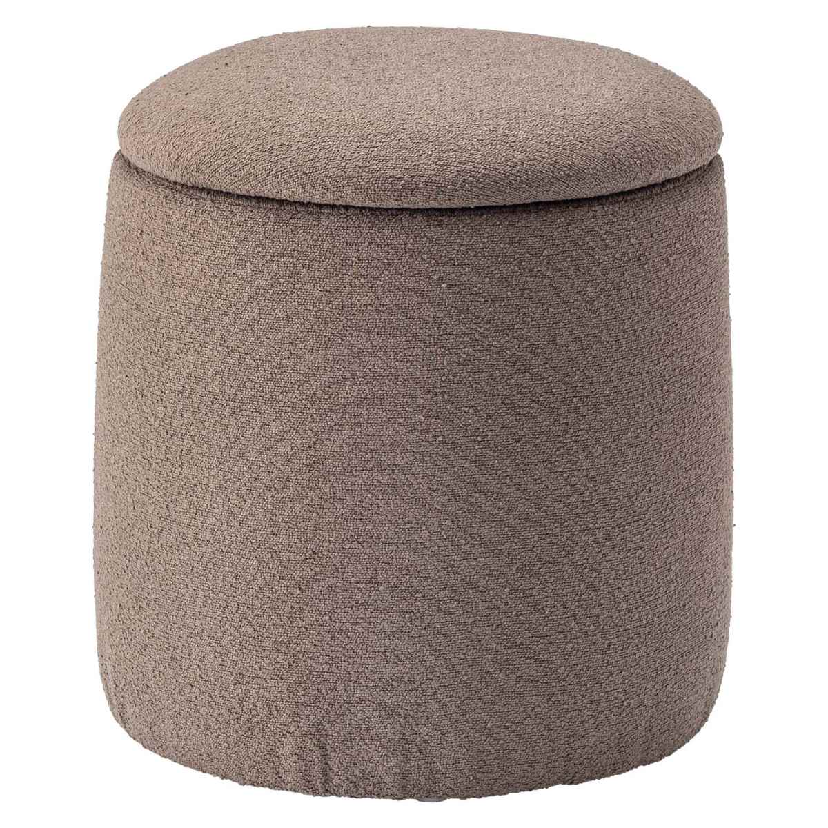 スツール 円型 高さ32cm 収納付 ( 丸 ラウンドスツール 椅子 ファブリック ナチュラル オットマン おもちゃ入れ 小物入れ サイドテーブル リビング 玄関 ) 【グレージュ】 グレージュ