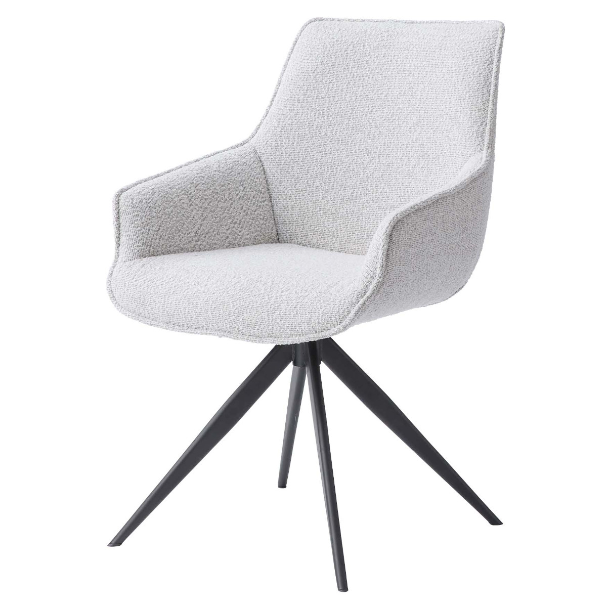 ダイニングチェア 座面高49cm 回転 肘掛け付き ファブリック ( チェア ダイニング イス 椅子 食卓椅子 肘掛け 木製 天然木 回転椅子 デスクチェア いす 食卓 リビング リビングチェア シンプル おしゃれ ) 【ホワイト】 ホワイト