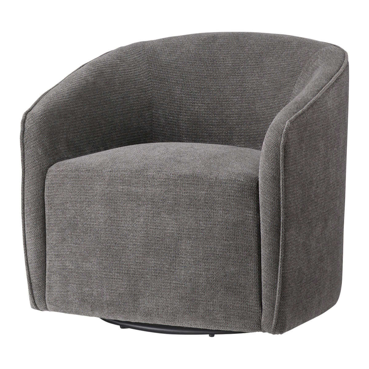 リビングチェア 座面高43cm ラウンジソファ ( 1人掛け ソファ 回転式 丸い 曲線 ファブリック モダン ホテルライク リビング 書斎 リラックス ) 【ダークグレー】 ダークグレー