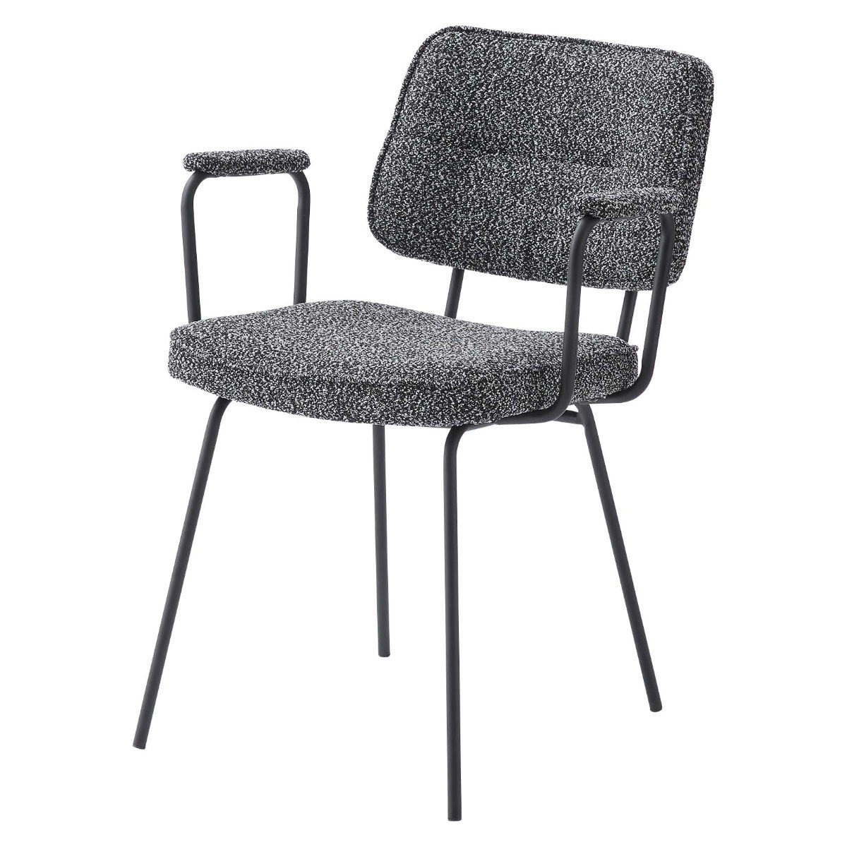 ダイニングチェア 座面高48cm アームチェア ブークレ生地 ( 食卓 ダイニング 食卓椅子 チェアー チェア 椅子 いす イス 肘付き 肘掛 ひじ掛け ふんわり 簡単組立 ファブリック 布 おしゃれ シンプル スチール モダン デスクチェア ) 【ダークグレー】 ダークグレー