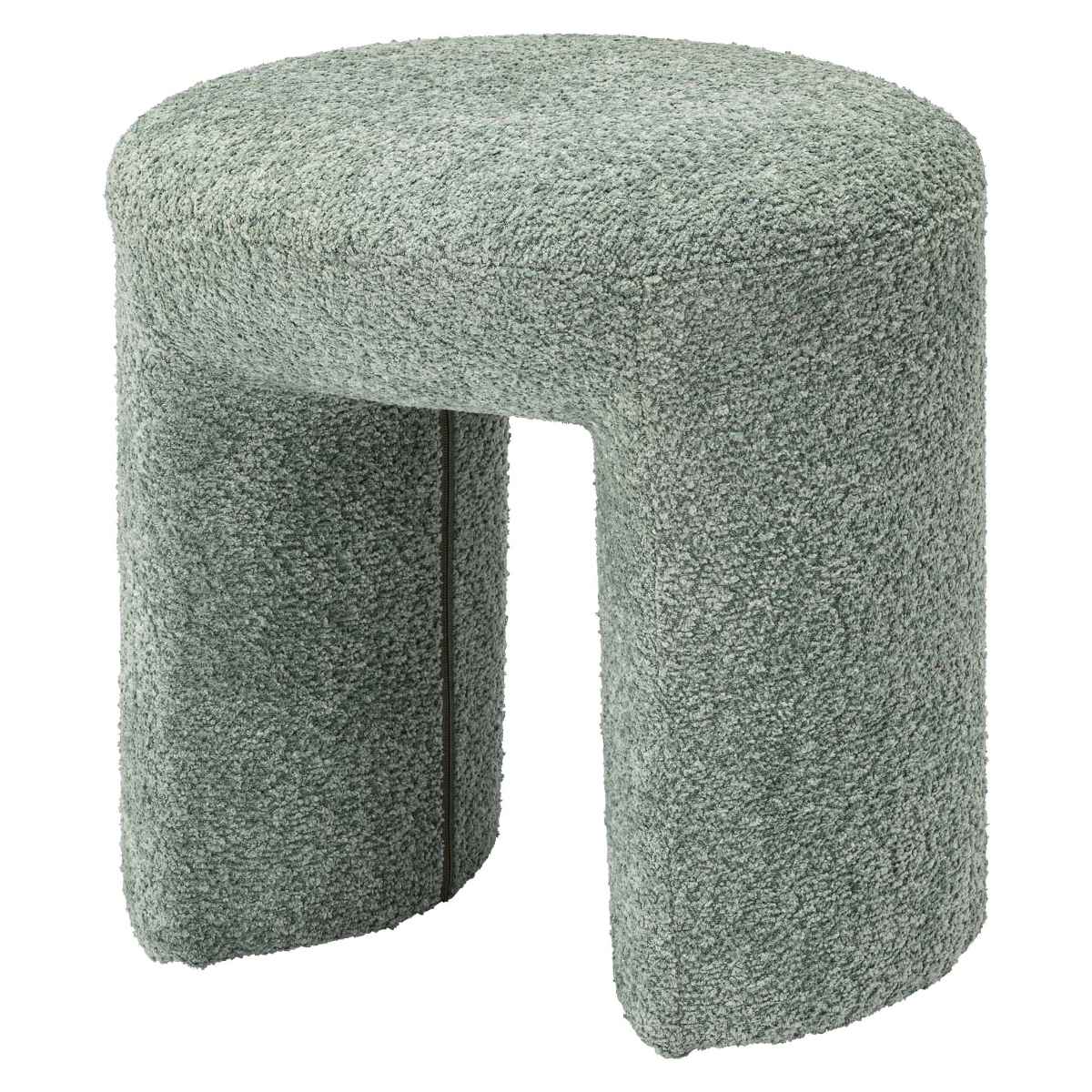 スツール 高さ46cm 座面丸型 ブークレ生地 ( 丸 ラウンド 円形 サブチェア 椅子 オットマン もこもこ 軽量 リビング 玄関 寝室 サイドテーブル グレー グリーン ホワイト ) 【グリーン】 グリーン