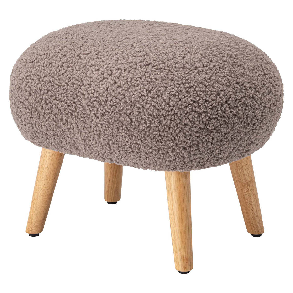 スツール 高さ38cm ブークレ生地 木脚 ( ロー 低い コンパクトサイズ 丸 ラウンド 円形 サブチェア 椅子 オットマン もこもこ 軽量 大人 子供 キッズチェア キッズ かわいい 玄関 リビング 寝室 子供部屋 キッズスペース ) 【モカブラウン】 モカブラウン