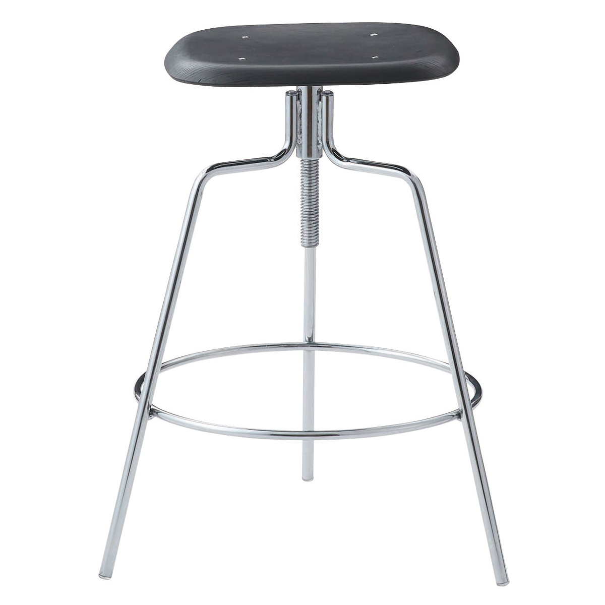 カウンターチェア 昇降式 座面高65~75cm ハイスツール ( 背もたれなし 木製座面 ハイチェア バーチェア ハイタイプ キッチン チェア 椅子 インダストリアル調 無骨 スチール脚 天然木 ナチュラル ブラック 四角 ) 【ブラック】 ブラック