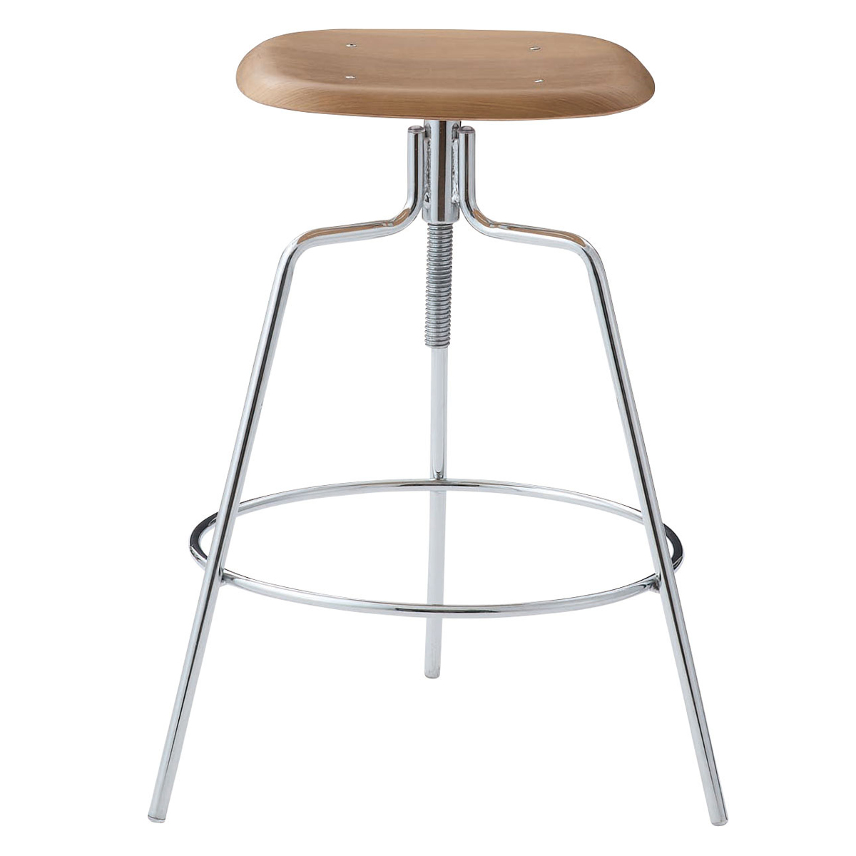 カウンターチェア 昇降式 座面高65~75cm ハイスツール ( 背もたれなし 木製座面 ハイチェア バーチェア ハイタイプ キッチン チェア 椅子 インダストリアル調 無骨 スチール脚 天然木 ナチュラル ブラック 四角 ) 【ナチュラル】 ナチュラル