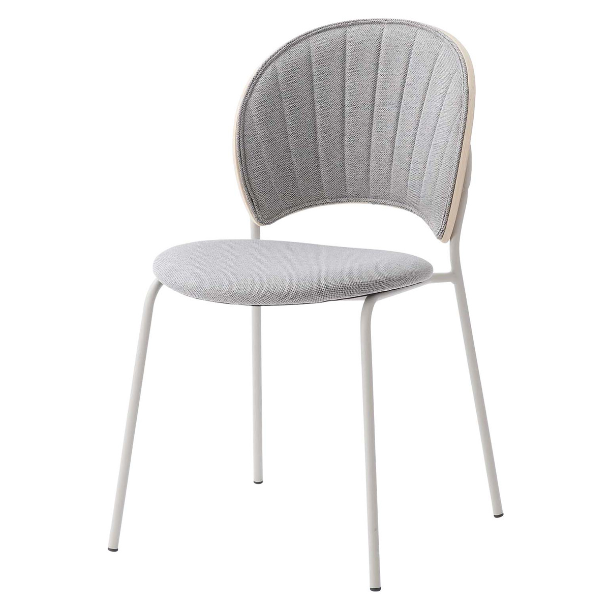 ダイニングチェア 座面高45cm くすみカラー ファブリック座面 ( 貝殻風 食卓 椅子 チェア デスクチェア リビング ダイニング 曲木 ファブリック 天然木 カフェ風 韓国風 ナチュラル ) 【グレー】 グレー