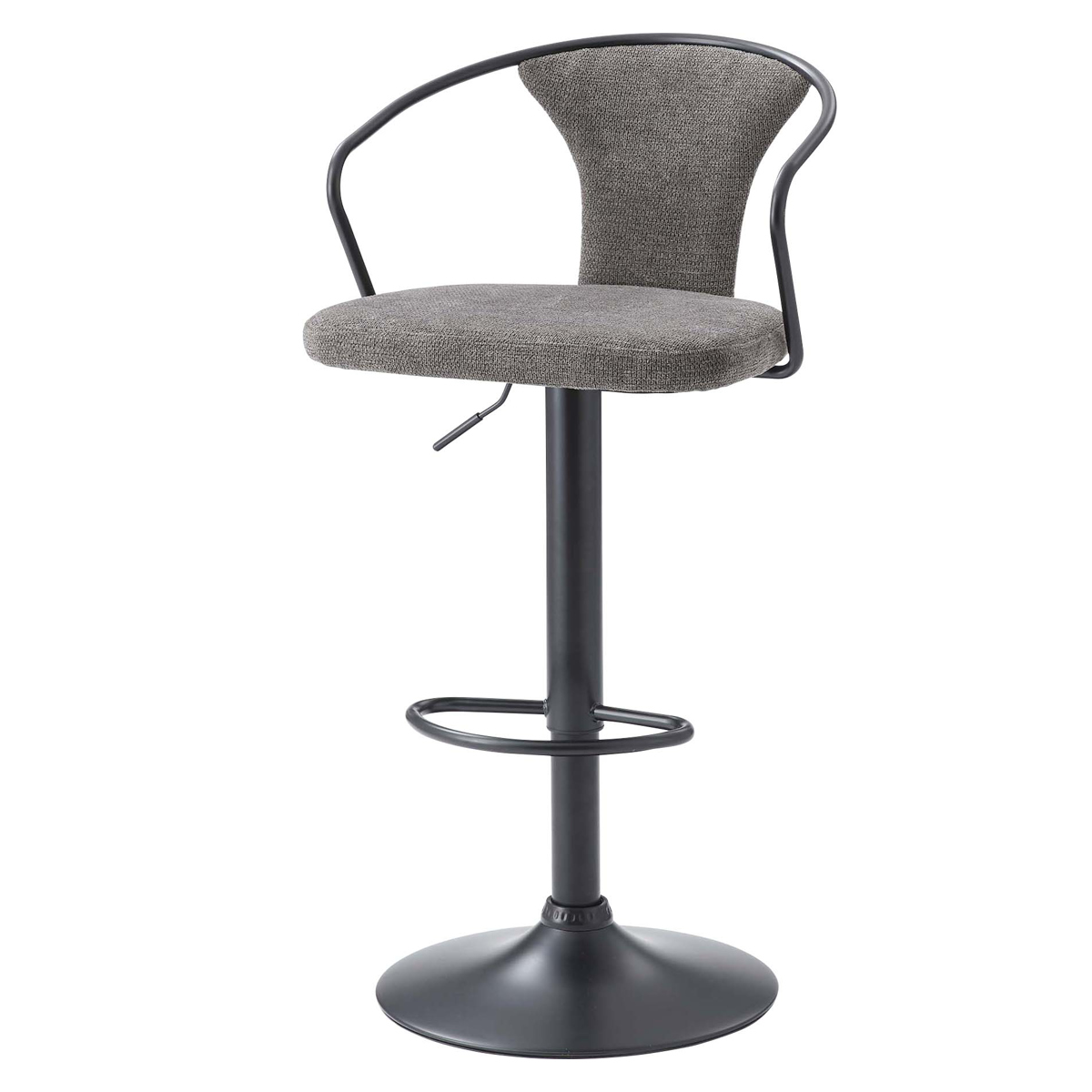 カウンターチェア 昇降式 座面高62~83cm ( 背もたれ付き ハイテーブル バーテーブル ハイタイプ キッチン テーブル ローバック ファブリック スチール脚 ) 【ダークグレー】 ダークグレー