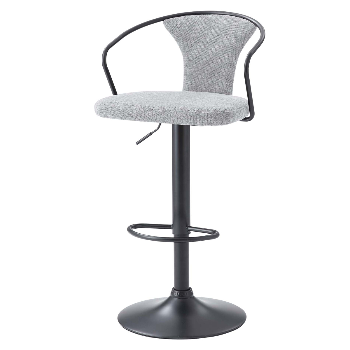 カウンターチェア 昇降式 座面高62~83cm ( 背もたれ付き ハイテーブル バーテーブル ハイタイプ キッチン テーブル ローバック ファブリック スチール脚 ) 【グレー】 グレー