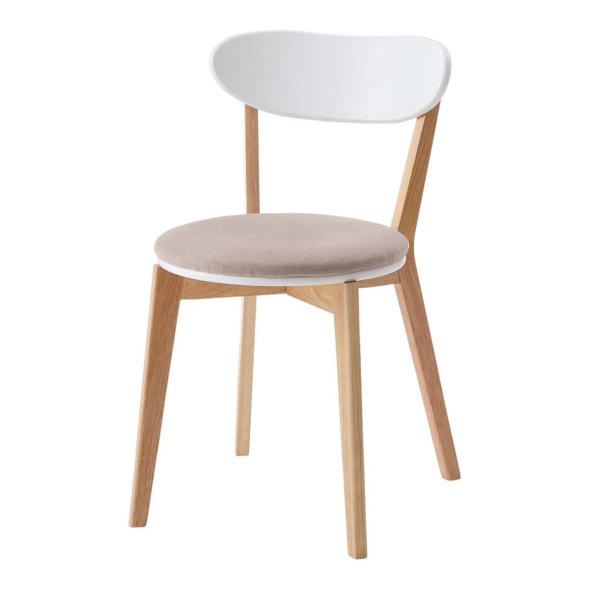 ダイニングチェア 座面高45cm 座面円型 ( 天然木 木脚 座面 マット付き チェア 椅子 肘なし 木製 ダイニング 食卓 リビング シンプル 北欧 ) 【ベージュ】 ベージュ