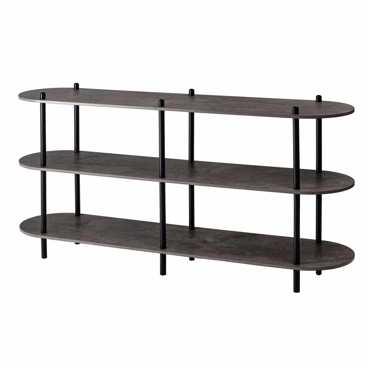 オープンラック 幅155cm 3段 石目調 シンプル ( ラック 棚 飾り棚 シェルフ 収納 三段 本棚 ディスプレイ ブラック ホワイト ) 【ブラック】 ブラック