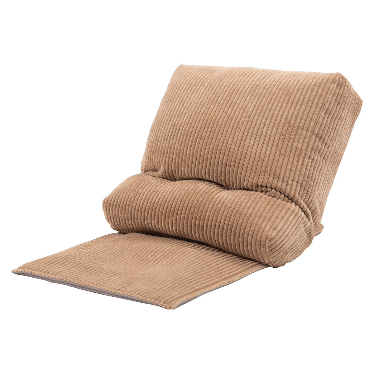 座椅子 幅52cm 折りたたみ コーデュロイ ( フロアソファ マルチ 1人掛け ソファ クッション 枕 足置き コンパクト 収納 リクライニング 14段階 おしゃれ 完成品 オットマン フットレスト スリップ止め加工 座り心地 ふっくら ) 【ベージュ】 ベージュ
