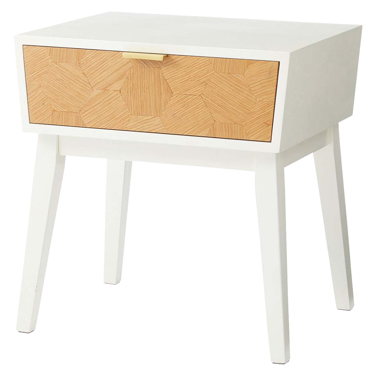 サイドテーブル 幅48cm 収納付 ナイトテーブル ( 収納 チェスト 引き出し 木目 木製 北欧 モダン ミニテーブル ソファ ベッド 横 ) 【ホワイト】 ホワイト