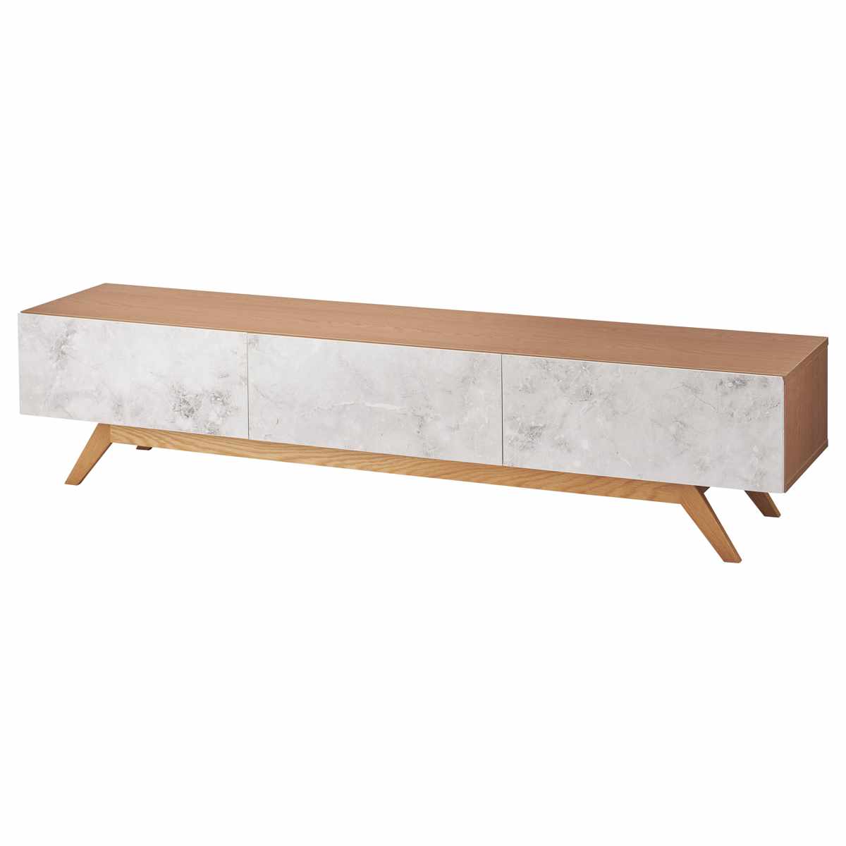 form ローボード 幅180cm リンデン 80型対応 完成品 ( テレビ台 TV台 テレビボード お掃除ロボット対応 フォーム 大理石調 リビングボード フラップ扉 引き出し ブラック ナチュラル ) 【ナチュラル】 ナチュラル