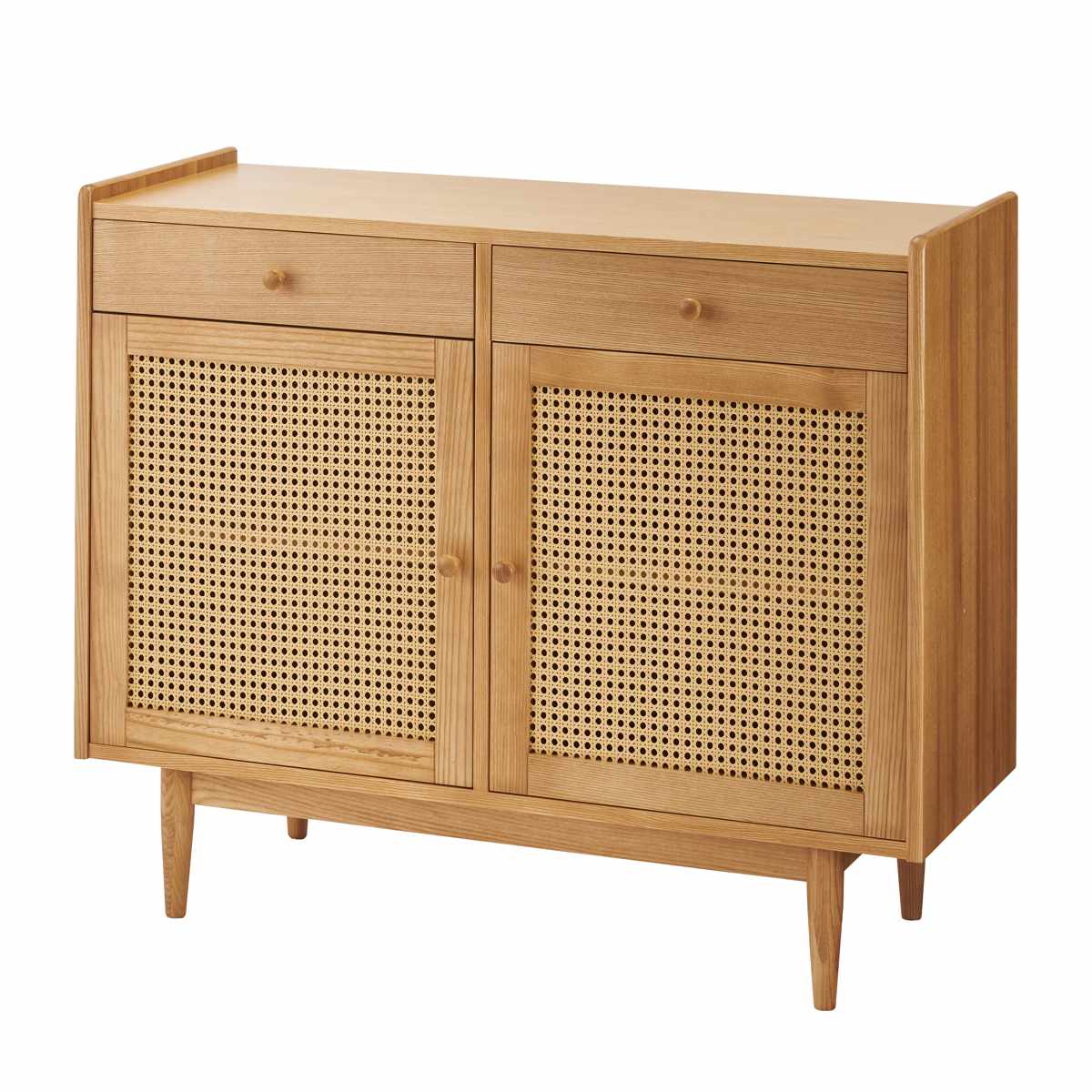 form キャビネット 幅100cm ガモット ラタン調 ( 棚 ラック 食器棚 収納 人工ラタン 引き出し フォーム 可動棚 天然木 リビングボード かごめ編 お掃除ロボット対応 )