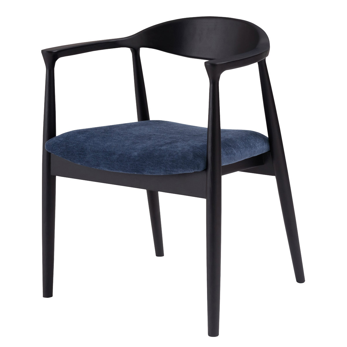 ダイニングチェア 座面高43cm マロ― form ( チェア ダイニング イス 椅子 食卓椅子 完成品 木製 天然木 座面 広め アームレス チェアー いす 食卓 リビング おしゃれ ダイニングチェアー リビングチェア 木製椅子 ) 【ネイビー×ブラック】 ネイビー×ブラック