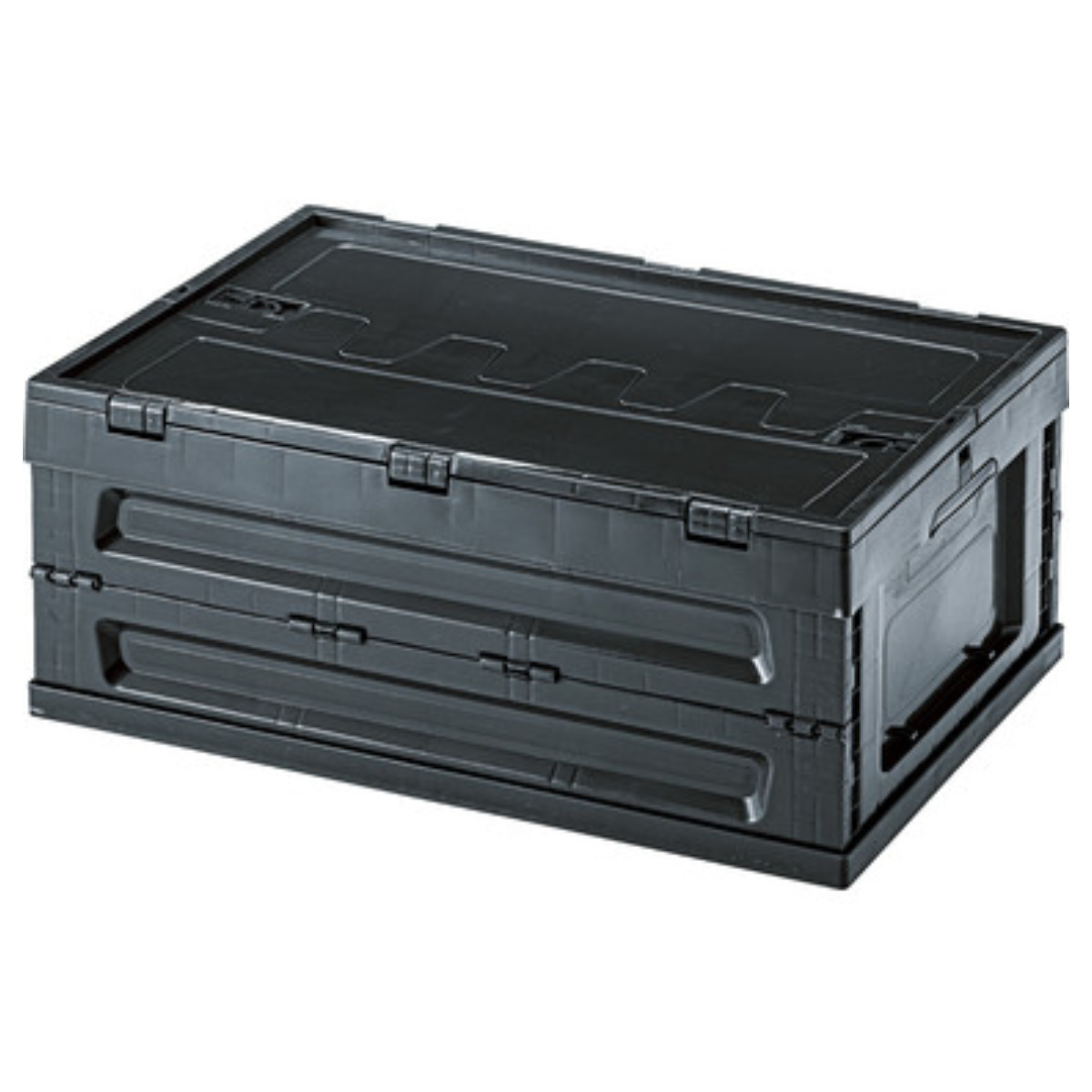 収納ボックス フォールディング コンテナ S 折りたたみ ふた付き 幅59×奥行40×高さ24.5cm ( ボックス 収納 蓋 蓋付き 収納ケース ケース おしゃれ 積み重ね 積める スタッキング 収納コンテナ 組み立て簡単 小物 小物収納 ) 【ブラック】 ブラック
