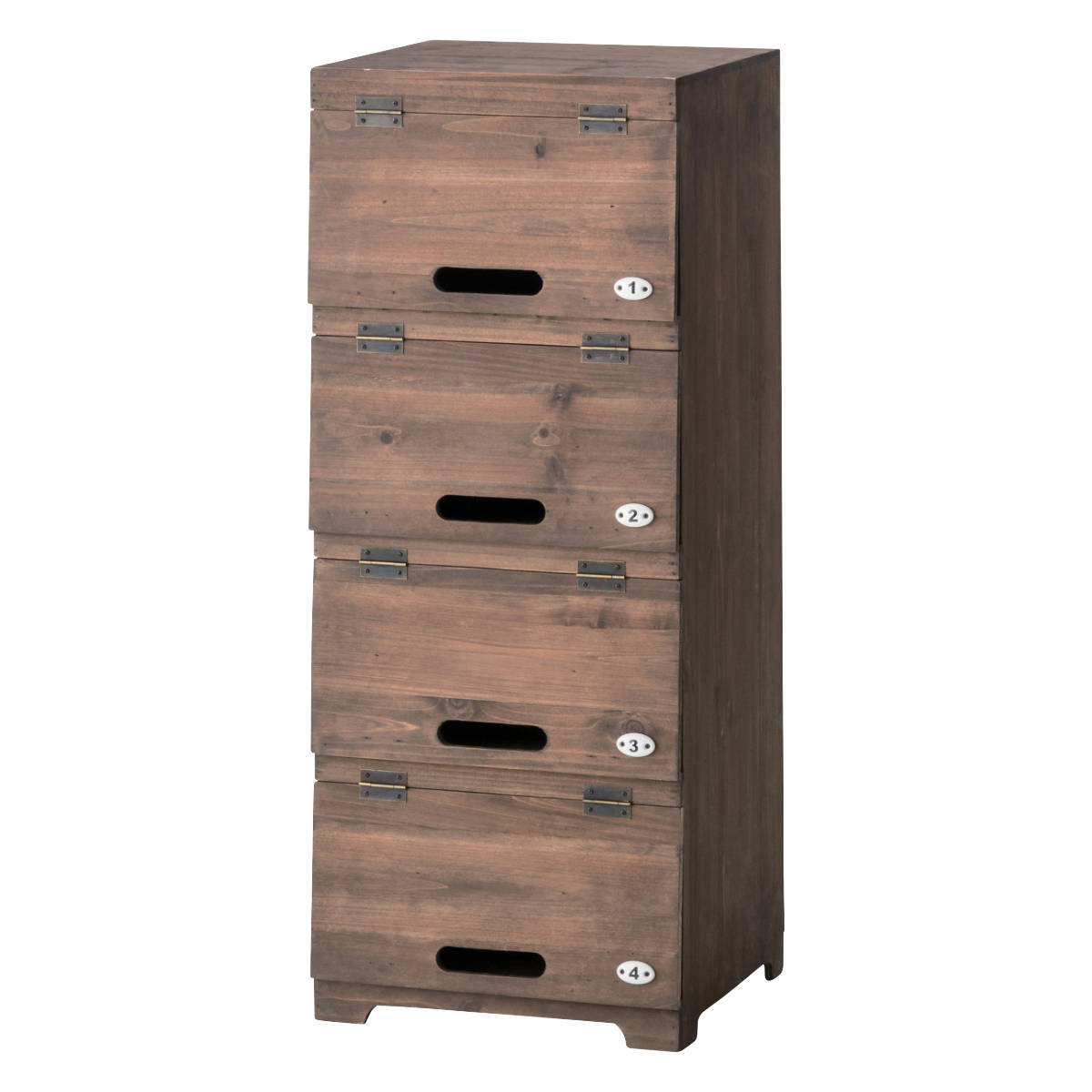 シューズラック 4段 木製 幅34.5cm ( シューズケース シューズボックス 下駄箱 スリム 靴収納 レトロ調 フラップ扉 収納 ラック 玄関収納 収納棚 靴 靴入れ 杉 キャビネット チェスト 家具 扉付き リビング収納 )