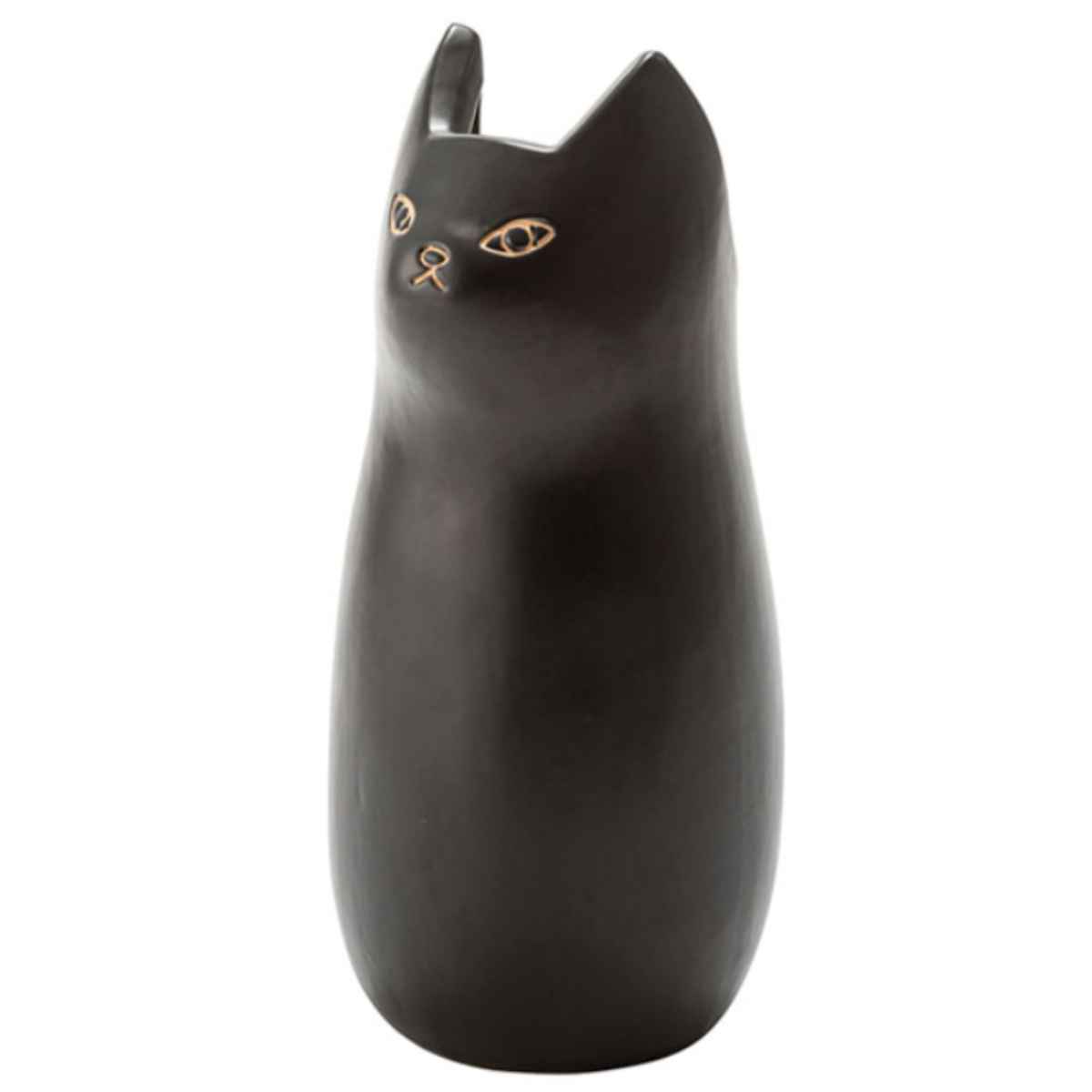 傘立て ネコ 45cm 陶器 ( 傘たて 猫 玄関収納 スリム アンブレラスタンド かわいい 猫グッズ 傘入れ 猫型 アニマル 錆びない 北欧 玄関 収納 ) 【ブラック】 ブラック