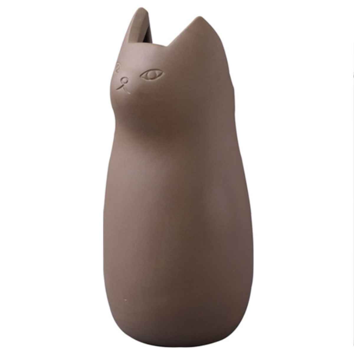 傘立て ネコ 45cm 陶器 ( 傘たて 猫 玄関収納 スリム アンブレラスタンド かわいい 猫グッズ 傘入れ 猫型 アニマル 錆びない 北欧 玄関 収納 ) 【ブラウン】 ブラウン