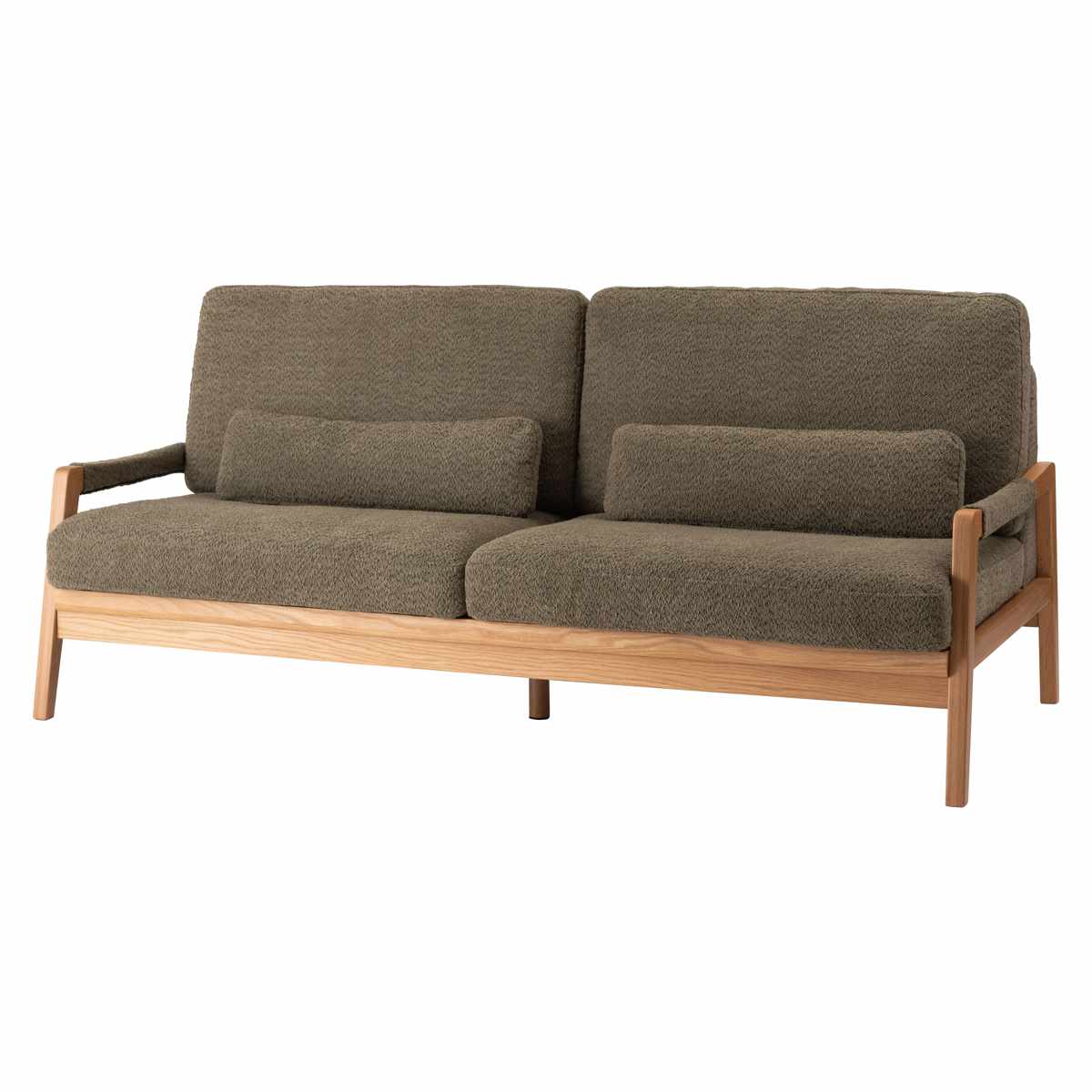 ソファ 3人掛け 幅181cm ブークレ生地 フェンネル form ( 開梱設置 リビングソファ sofa 木製 天然木 肘掛け ファブリック ダイニングソファ 柔らかい 肌触り ソファー 木製フレーム 肘付きソファ ) 【カーキ】 カーキ