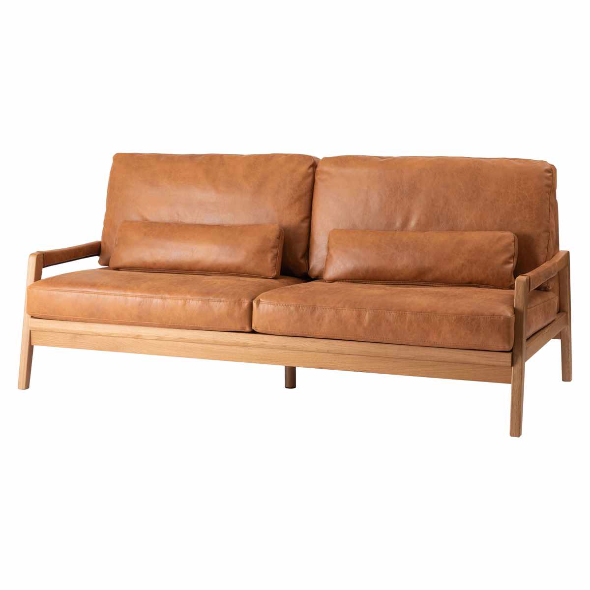 ソファ 3人掛け 幅181cm クロスレザー フェンネル form ( 開梱設置 リビングソファ sofa 木製 天然木 座面広い サポートクッション付き 肘掛け レザー調 ダイニングソファ 座り心地 快適 ソファー ゆったり 背もたれ )