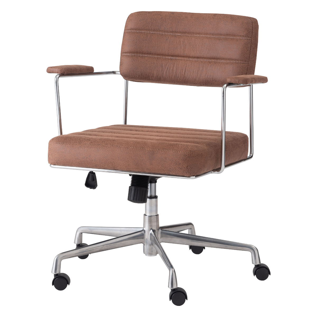 オフィスチェア 昇降式 座面高44~54cm デスクチェア ボラゴ form ( ワークチェア パソコンチェア レザー調 キャスター付き ロッキング機能 肘掛け 学習椅子 勉強椅子 座面 四角 高さ調節 イス オフィス 仕事 ) 【ブラウン】 ブラウン