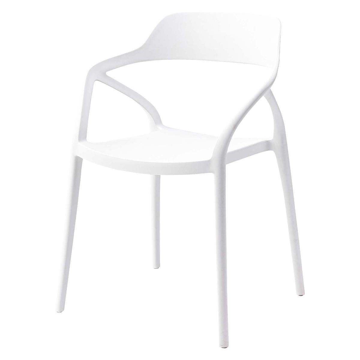 ダイニングチェア 座面高45cm 軽量 肘掛け付き 完成品 ガーデンチェア ( チェア ダイニング イス 椅子 食卓椅子 屋内 屋外 軽い プラスチック 積み重ね スタッキング 食卓 ベランダ 庭 アウトドア ガーデン家具 サブチェア ) 【ホワイト】 ホワイト