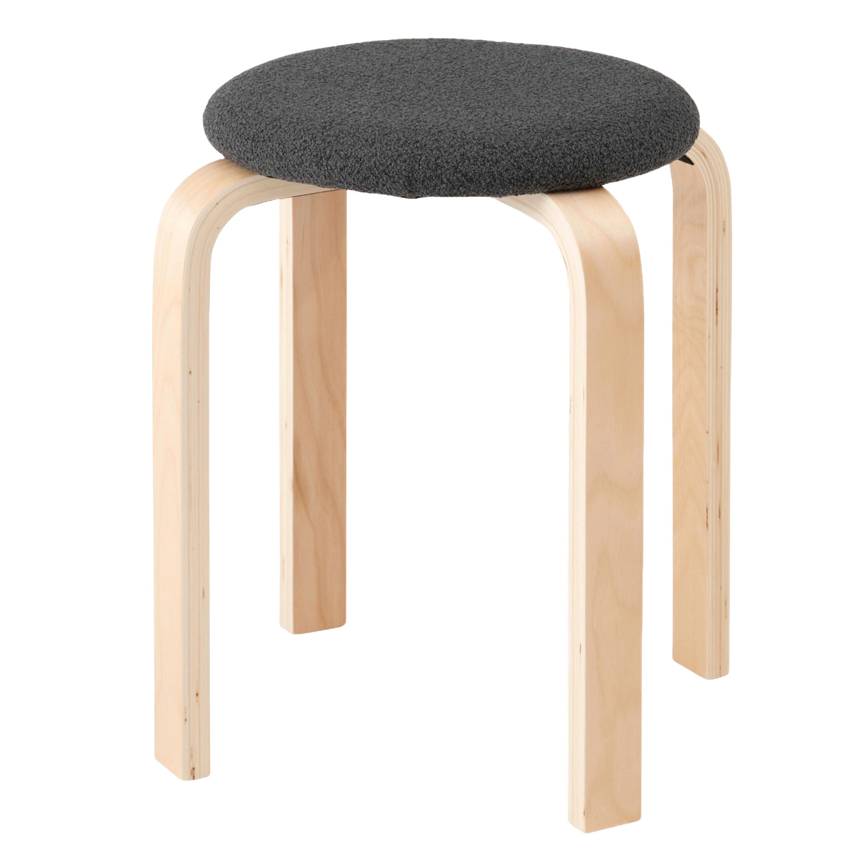 スツール 高さ45cm スタッキング 完成品 ( 木製 天然木 チェア チェアー 1人掛け イス 椅子 いす 腰掛け キッチン 背もたれなし 積み重ね 軽量 ファブリック 軽い 来客用 サブチェア 玄関 リビング 丸椅子 木製スツール ) 【チャコールグレー】 チャコールグレー