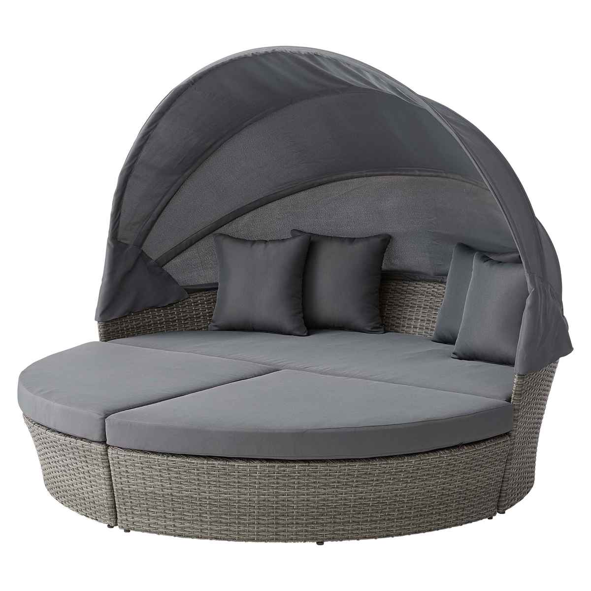 ガーデンソファー ドームソファー 屋外 ( ソファ 椅子 リビング テラス ラタン調 ラタン編み ファミリー 大型 アジアンテイスト モノトーン インテリア おしゃれ クッション オットマン パラソル 付き 屋内 ドーム型 )