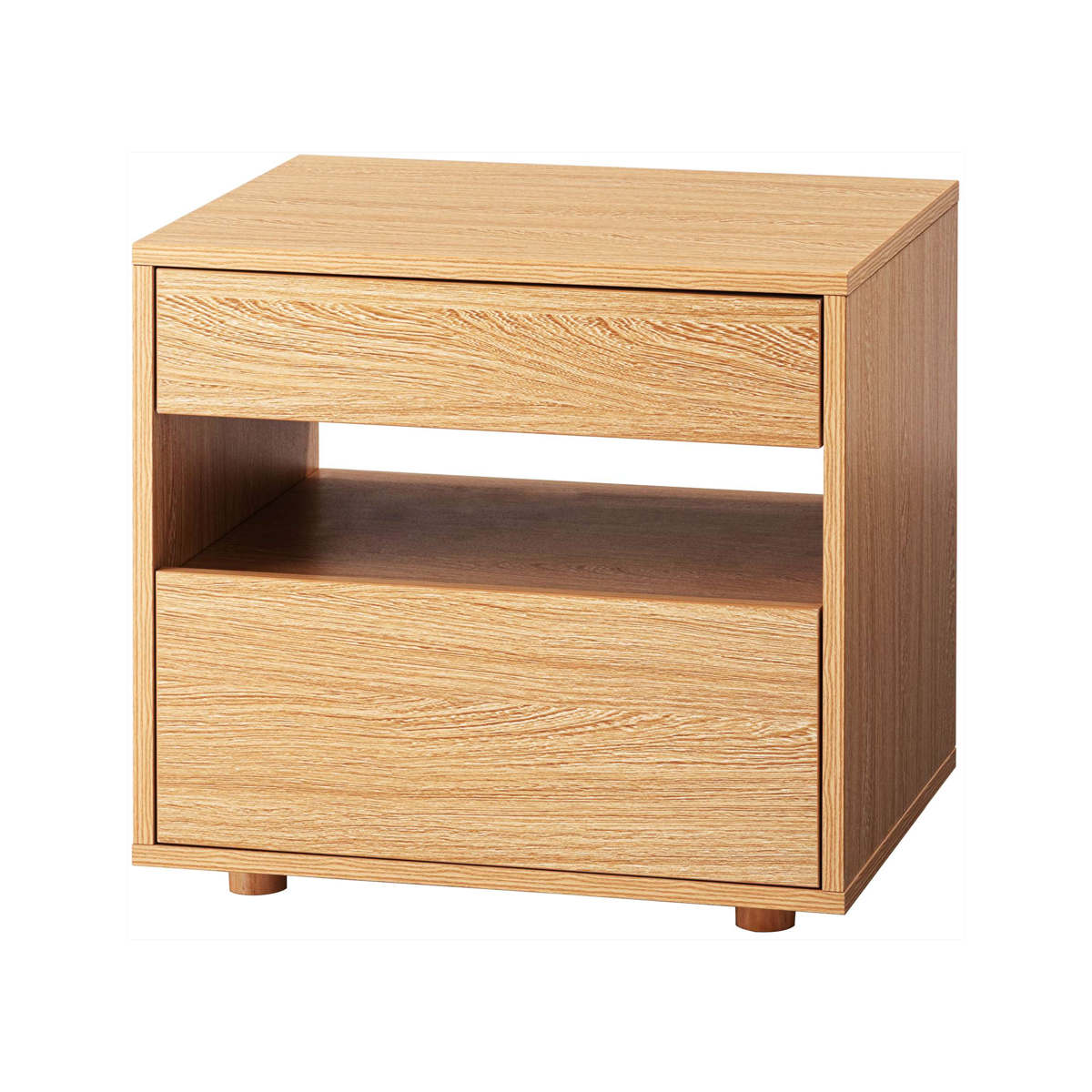 サイドチェスト 幅50cm 引き出し 2段 木目調 スライドレール ( チェスト サイドテーブル 引出し 収納 ナイトテーブル ベッドサイド ソファサイド ブラック ナチュラル ) 【ナチュラル】 ナチュラル