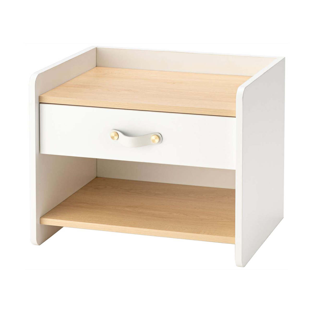 サイドチェスト 幅50cm 引き出し 木目調 ホワイト スライドレール ( チェスト サイドテーブル 引出し 収納 白 ナイトテーブル ベッドサイド ソファサイド バイカラー ナチュラル )