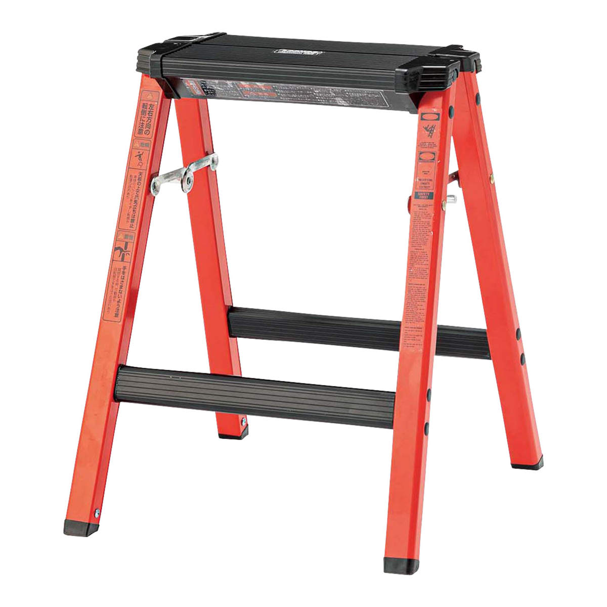 ハイスツール 脚立 ワイド 軽量 ステップスツール ( 2段 ロータイプ 踏み台 スツール 折りたたみ 軽い コンパクト 耐荷重100kg 完成品 アルミ 滑り止め ステップ 踏台 ステップ台 洗車 DIY 掃除 折り畳み 腰掛け ) 【レッド】 レッド