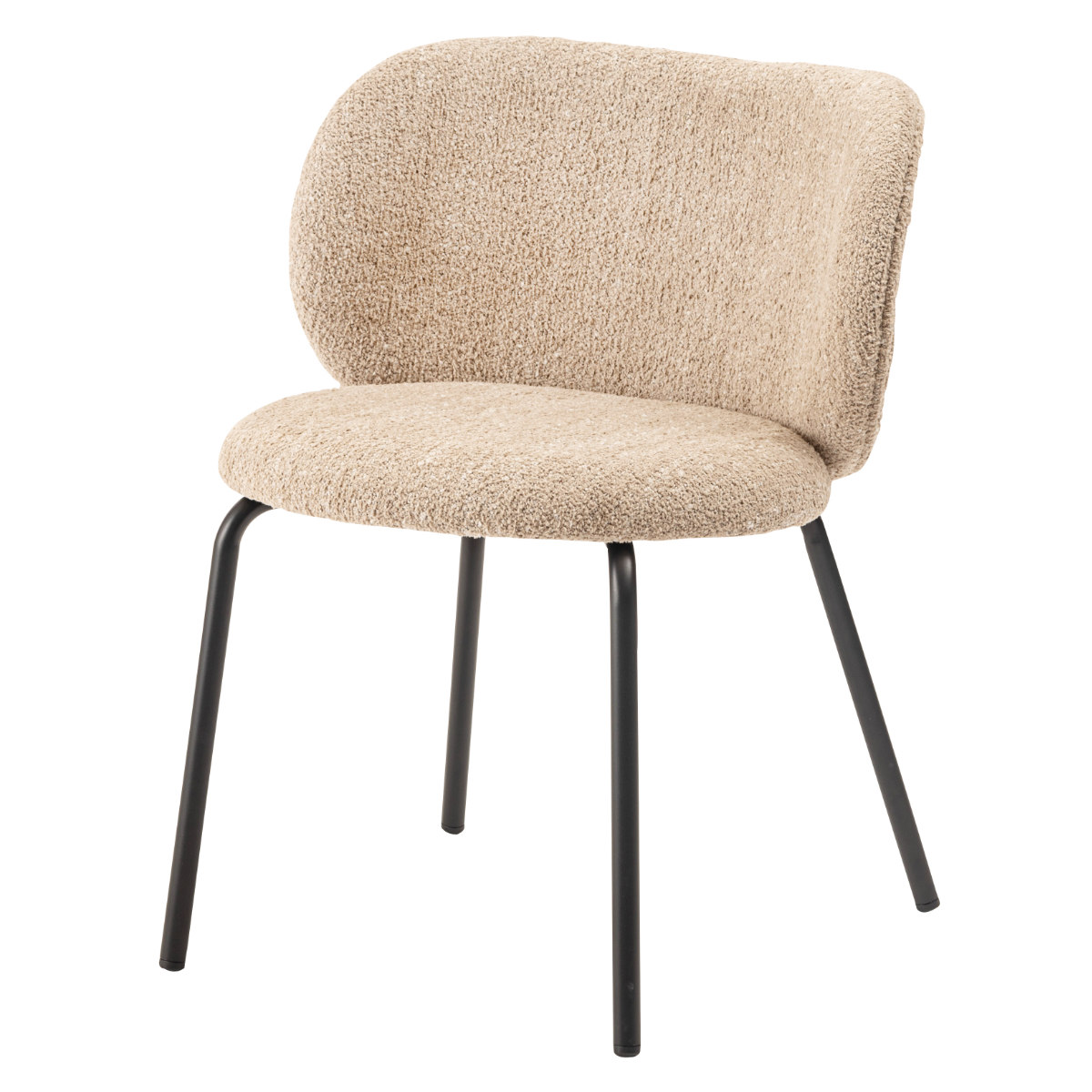 ダイニングチェア 座面高45cm ファブリック ( チェア ダイニング イス 椅子 食卓椅子 肘なし アームレス リビングチェア 背もたれ カーブ いす 食卓 リビング シンプル スチール脚 デスクチェア ) 【ベージュ】 ベージュ