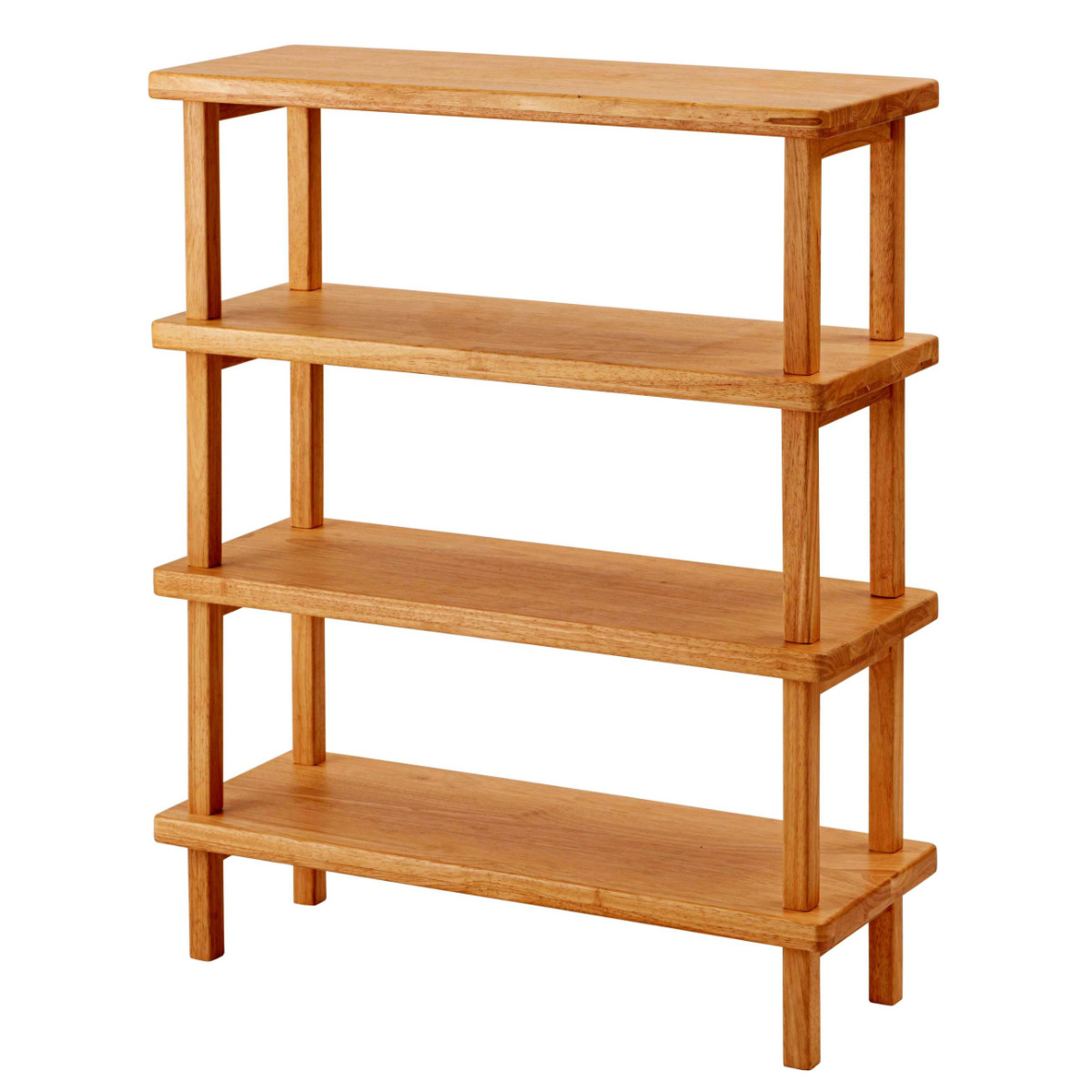 オープンラック 幅80cm 4段 木製 天然木 シェルフ Woodland ( 本棚 ラック 棚 飾り棚 ラバーウッド ナチュラル 収納 家具 四段 ディスプレイ 花台 )