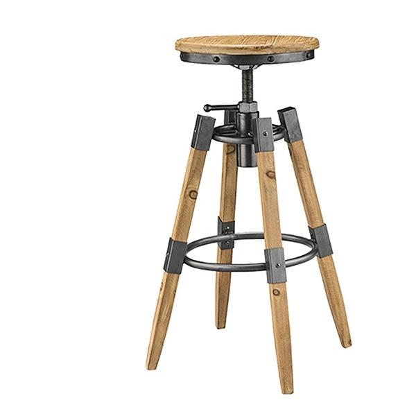 スツール ハイタイプ 円型 天然木 座面高70～78.5cm （ 完成品 イス 椅子 いす チェア チェアー ハイチェア ハイチェアー 木製  木製チェア 木製いす カウンターチェア カウンターチェアー 高さ調節 フットレスト ）