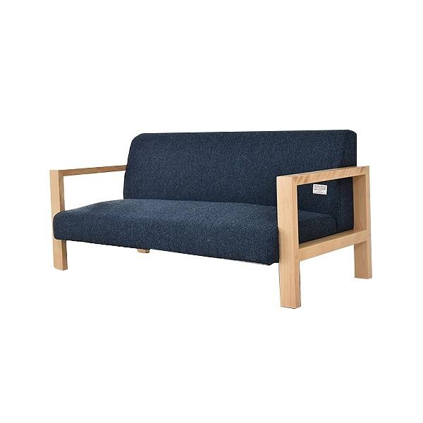ソファ 2人掛け ローソファー 天然木フレーム ハリスツイード 約幅124cm ( 天然木 ソファー 二人掛け 二人用 2人用 ロータイプ HarrisTweed おしゃれ お洒落 肘掛け付き オシャレ かわいい ) 【 ネイビー 】 ネイビー